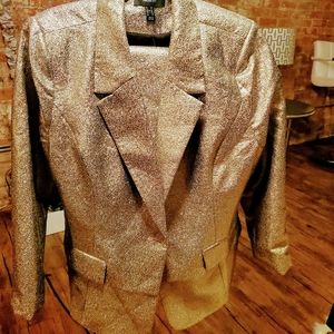 Forever 21 Gold Metallic Suit. Coat & Skirt
